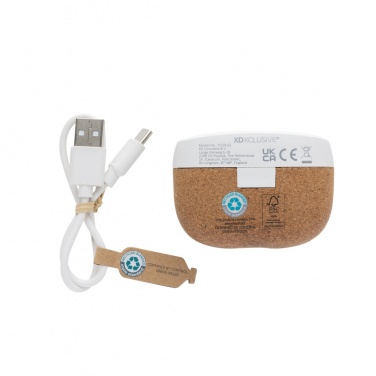 Logotrade promotional product image of: Oregon RCS recycled plastic and cork TWS earbuds