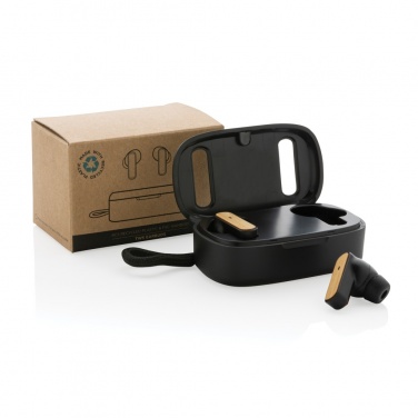 Logotrade business gift image of: RCS recycled plastic & bamboo TWS earbuds