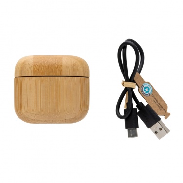 Logotrade advertising product image of: Bamboo TWS earbuds with RCS recycled plastic