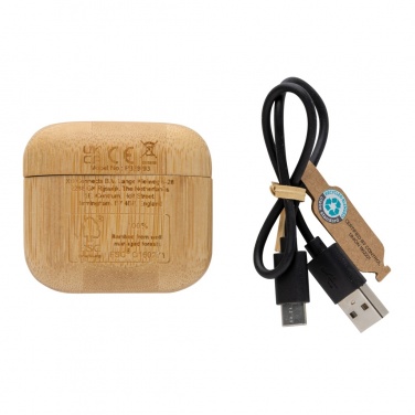 Logotrade promotional item picture of: Bamboo TWS earbuds with RCS recycled plastic