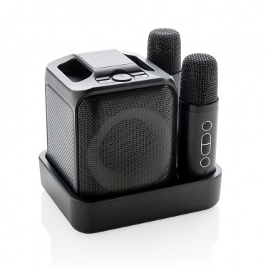 Logo trade advertising products picture of: Singvibe RCS recycled plastic karaoke set with double mic
