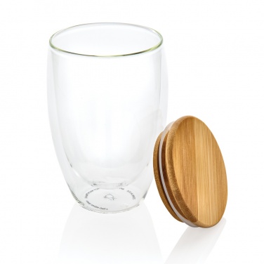Logo trade promotional items picture of: Double wall borosilicate glass with bamboo lid 350ml