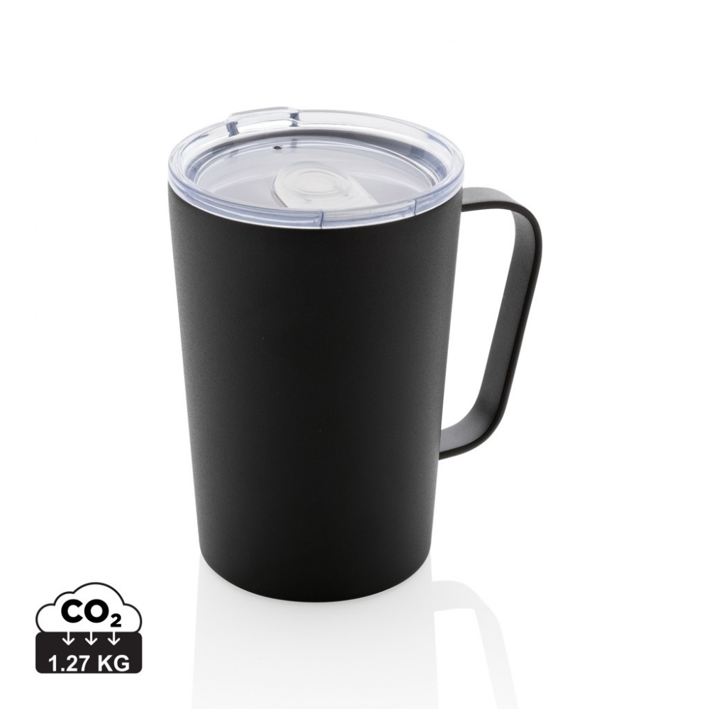 Logotrade promotional gift picture of: RCS Recycled stainless steel modern vacuum mug with lid