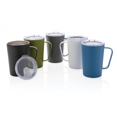 Logotrade promotional gift picture of: RCS Recycled stainless steel modern vacuum mug with lid