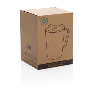 Logo trade promotional giveaways image of: RCS Recycled stainless steel modern vacuum mug with lid