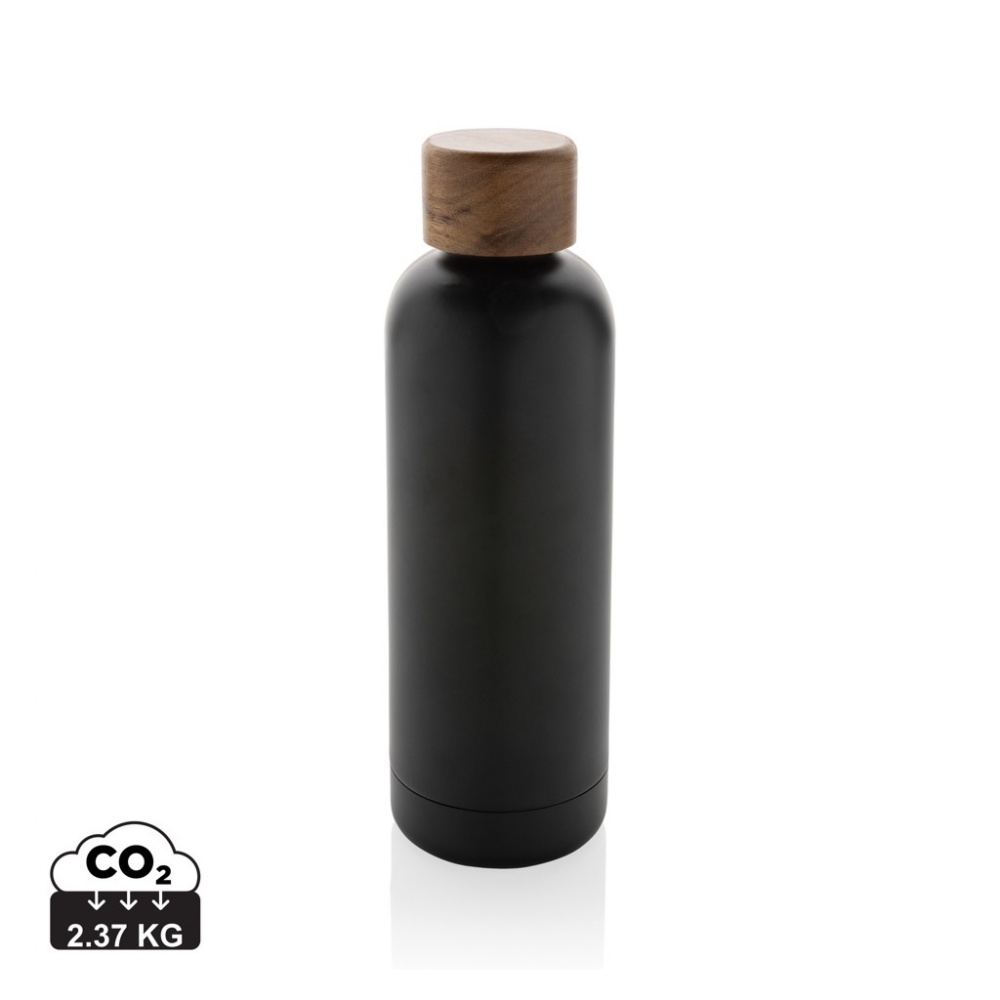 Logotrade promotional items photo of: Wood RCS certified recycled stainless steel vacuum bottle