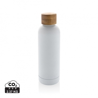 Logo trade promotional gifts image of: Wood RCS certified recycled stainless steel vacuum bottle