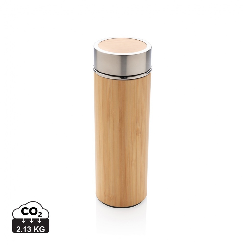 Logo trade corporate gifts picture of: Leak proof bamboo vacuum bottle
