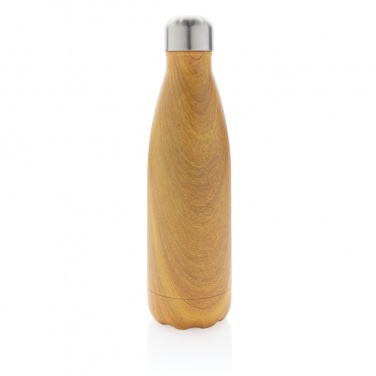 Logo trade promotional products image of: Vacuum insulated stainless steel bottle with wood print