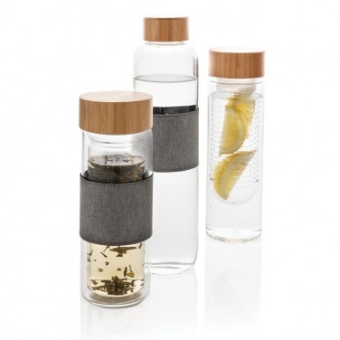 Logo trade advertising products image of: Impact borosilicate glass bottle with bamboo lid