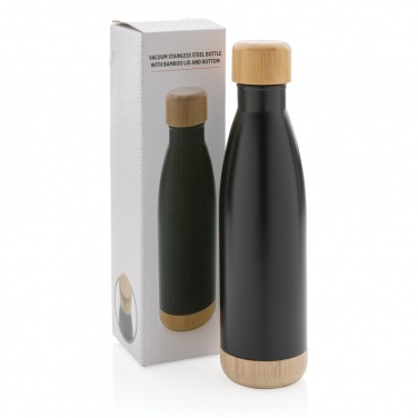 Logo trade advertising products picture of: Vacuum stainless steel bottle with bamboo lid and bottom