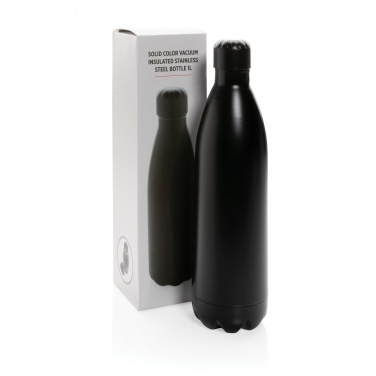 Logo trade corporate gifts image of: Solid colour vacuum stainless steel bottle 1L
