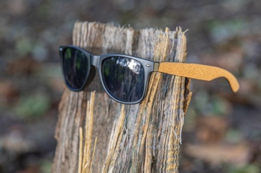Logo trade business gifts image of: GRS recycled PC plastic sunglasses with cork