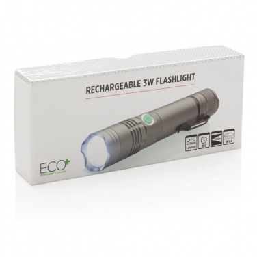 Logo trade promotional item photo of: Rechargeable 3W flashlight
