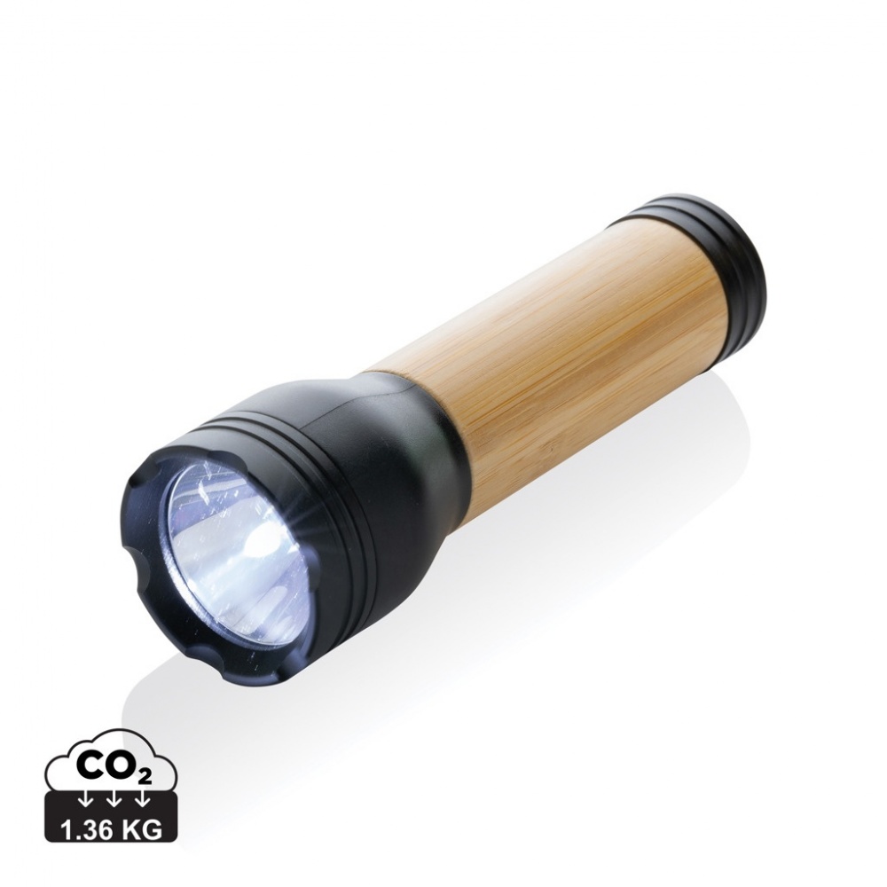 Logo trade advertising products picture of: Lucid 3W RCS certified recycled plastic & bamboo torch