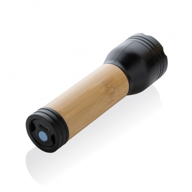 Logo trade promotional merchandise picture of: Lucid 3W RCS certified recycled plastic & bamboo torch