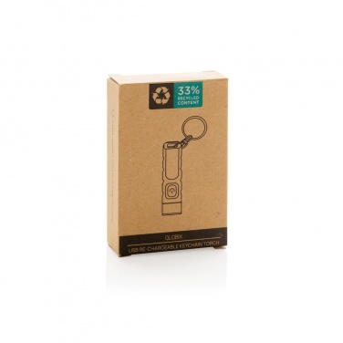 Logotrade corporate gift picture of: Globix RCS recycled plastic USB re-chargeable keychain torch