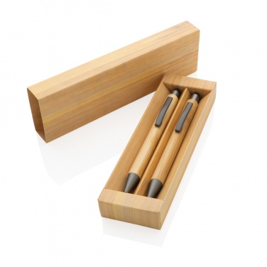 Logo trade promotional merchandise image of: Bamboo modern pen set in box
