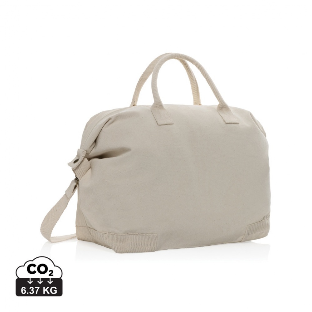 Logo trade promotional gift photo of: Kezar AWARE™ 500 gsm recycled canvas deluxe weekend bag