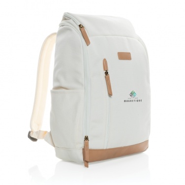 Logo trade advertising product photo of: Impact AWARE™ 16 oz. recycled canvas 15" laptop backpack