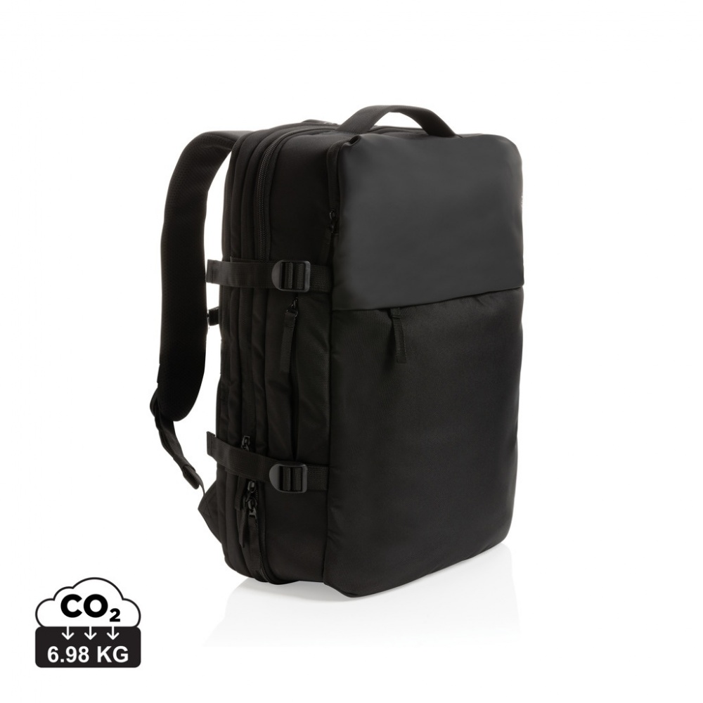 Logo trade promotional merchandise image of: Swiss Peak AWARE™ RPET 15.6' expandable weekend backpack