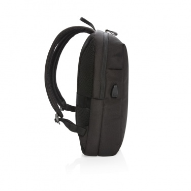 Logo trade promotional merchandise image of: Swiss Peak AWARE™ RFID and USB A laptop backpack