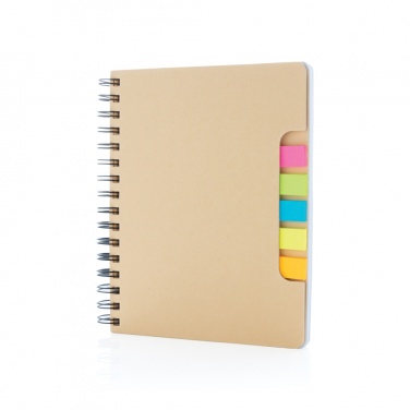 Logo trade promotional products image of: A5 Kraft spiral notebook with sticky notes