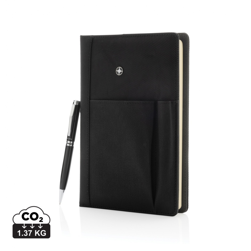 Logo trade promotional giveaway photo of: Refillable notebook and pen set