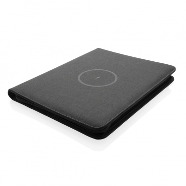 Logotrade promotional item image of: Air 5W wireless charging portfolio A4 w/ 5000 mAh powerbank
