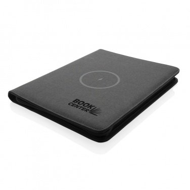 Logo trade promotional gifts picture of: Air 5W wireless charging portfolio A4 w/ 5000 mAh powerbank