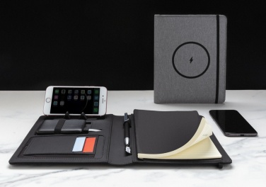 Logo trade corporate gifts picture of: Air 5W wireless charging notebook with 5000mAh powerbank