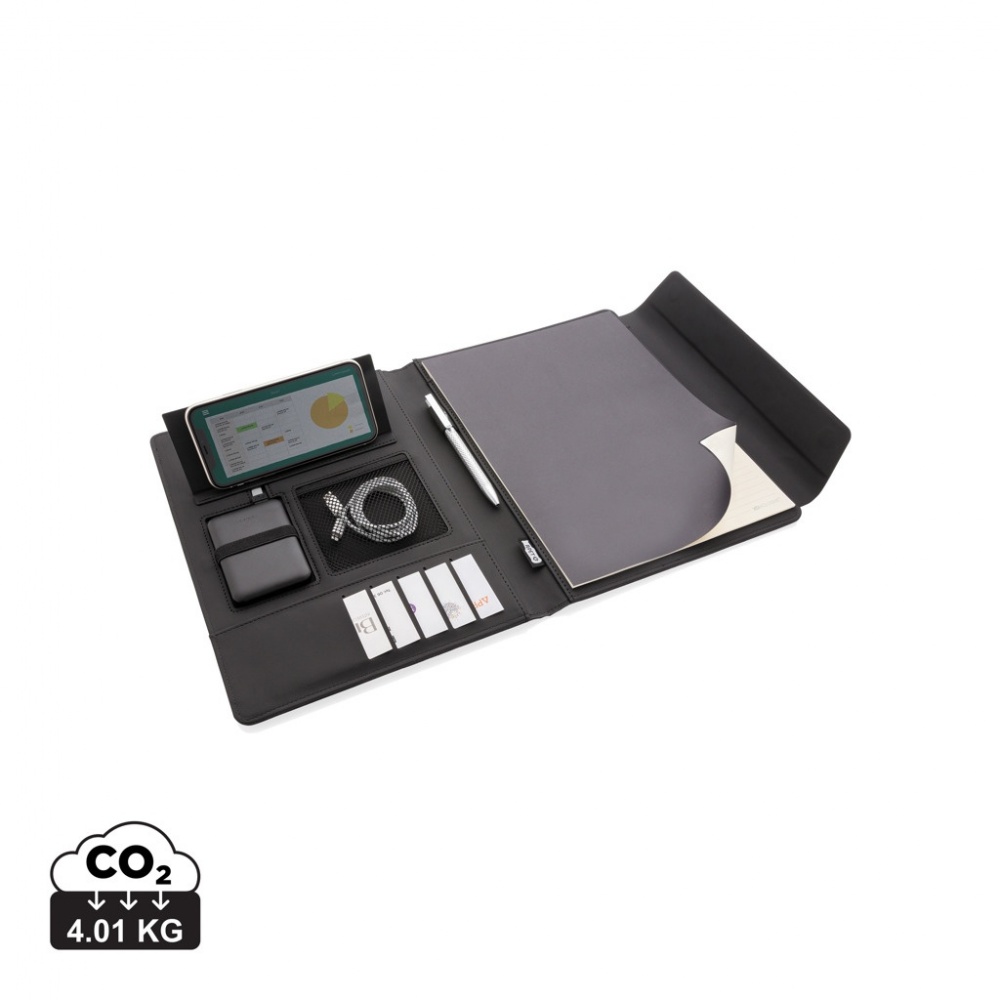 Logo trade promotional merchandise picture of: Fiko 5W wireless charging portfolio A4 with powerbank