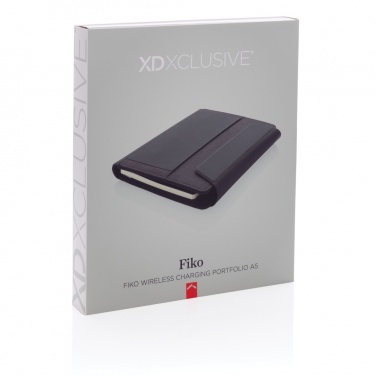 Logo trade advertising products picture of: Fiko wireless charging A5 portfolio with powerbank