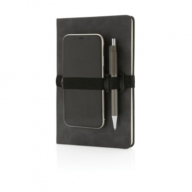 Logo trade promotional products image of: Deluxe hardcover PU notebook A5 with phone and pen holder