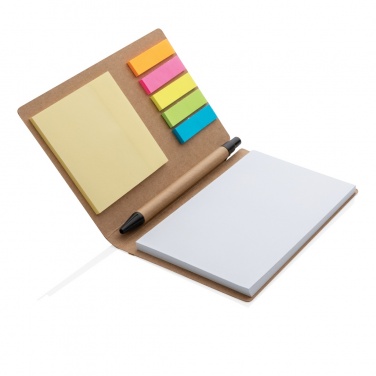 Logo trade promotional gift photo of: Kraft sticky notes A6 booklet with pen