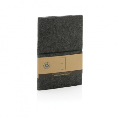 Logo trade promotional giveaways image of: GRS certified recycled felt A5 softcover notebook