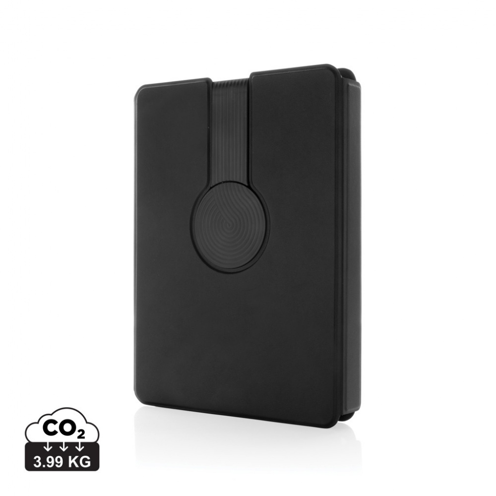 Logotrade promotional item image of: Swiss Peak RCS rePU notebook with 2-in-1 wireless charger