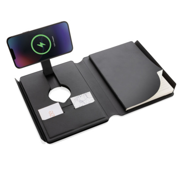 Logo trade corporate gifts image of: Swiss Peak RCS rePU notebook with 2-in-1 wireless charger
