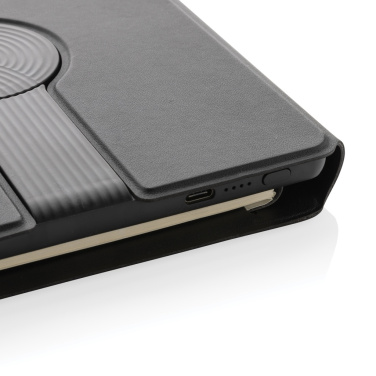 Logotrade corporate gift picture of: Swiss Peak RCS rePU notebook with 2-in-1 wireless charger
