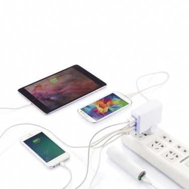 Logo trade promotional gifts picture of: Travel plug with 4 USB ports