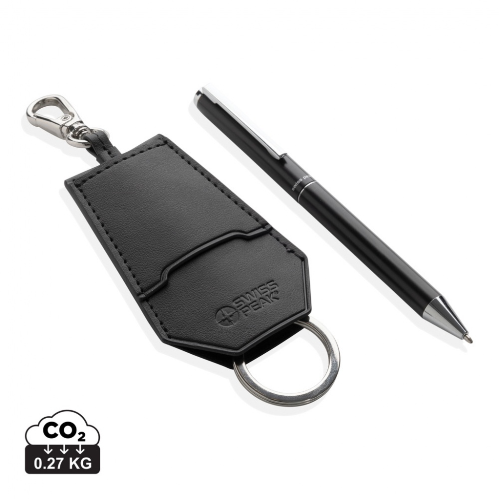 Logotrade promotional product image of: SP Tula RCS certified recycled PU key holder and pen set