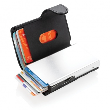 Logo trade promotional items image of: Standard aluminium RFID cardholder with PU wallet