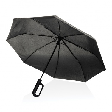 Logo trade business gifts image of: Yara 21" AWARE™ RPET solid colour umbrella with carabiner