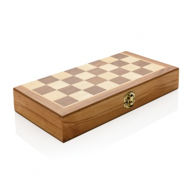 Logo trade corporate gifts image of: Luxury wooden foldable chess set
