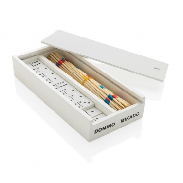 Logo trade promotional giveaways image of: Deluxe mikado/domino in wooden box