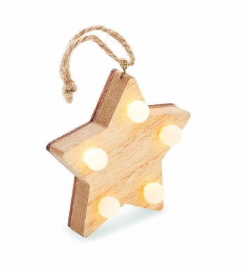 Logo trade promotional gift photo of: Wooden weed star with lights