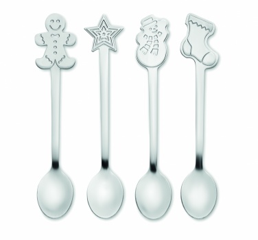 Logo trade promotional items image of: Set of 4 Christmas tea spoon