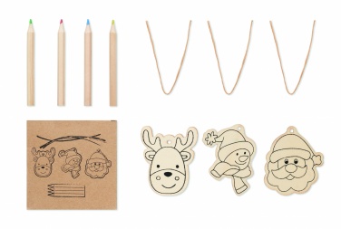 Logo trade advertising products picture of: Drawing wooden ornaments set