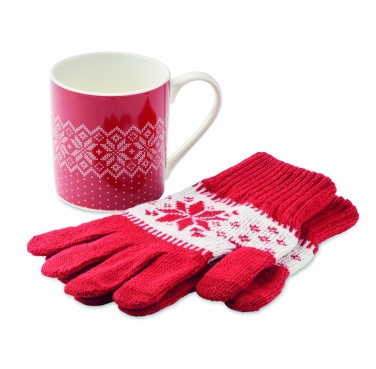 Logo trade promotional gift photo of: Winter gift mug and gloves set