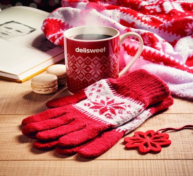 Logo trade promotional gifts image of: Winter gift mug and gloves set